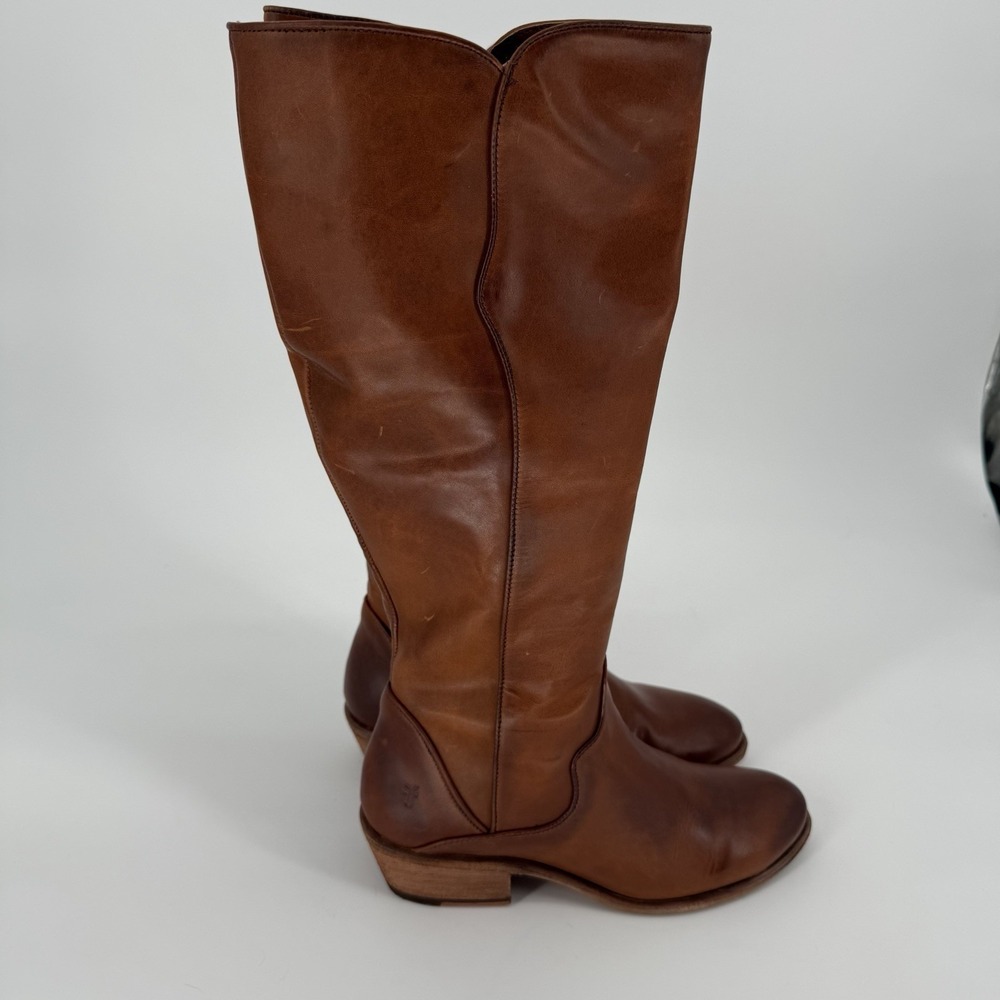 NIB RARE Frye Carson Piping Tall Women's Size 8M Boots - Caramel - Extended Calf - Picture 2 of 15